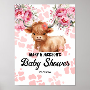 Heilige Koe Bloemen Baby shower Poster