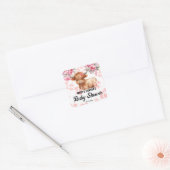Heilige Koe Bloemen Baby shower Vierkante Sticker (Envelop)