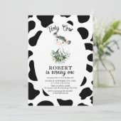 Heilige Koe Boerderij 1e verjaardag Uitnodiging (Staand voorkant)