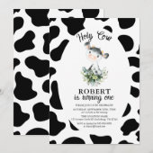 Heilige Koe Boerderij 1e verjaardag Uitnodiging (Voorkant / Achterkant)