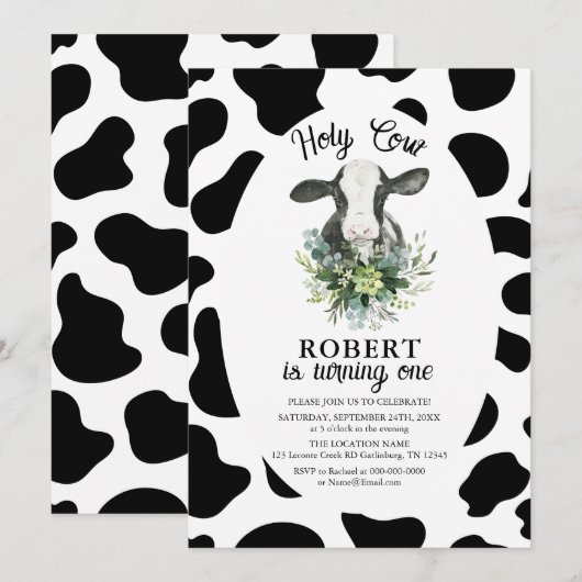 Heilige Koe Boerderij Birthday Uitnodiging (Voorkant / Achterkant)