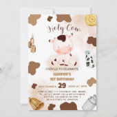 Heilige Koe Boerderij Dier 1E Verjaardagsuitnodigi Kaart (Voorkant)