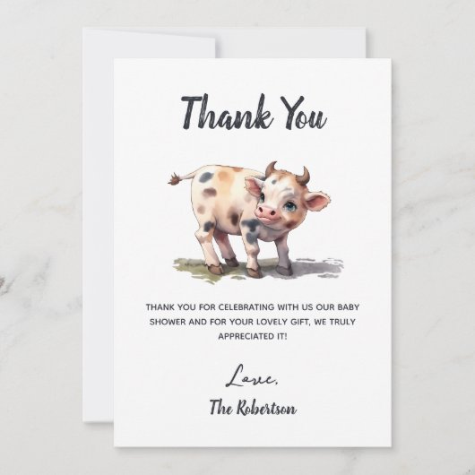 Heilige Koe Boerderij Dier Schattigee Baby Koe Bab Bedankkaart (Voorkant)