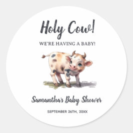 Heilige Koe Boerderij Dier Thema Baby shower Favor Ronde Sticker