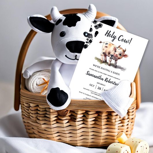 Heilige Koe Boerderij Dier Thema Baby shower Kaart