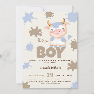 Heilige koe boerderij dierenjongen baby shower kaart
