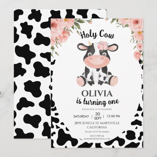 Heilige koe Boerderijdieren Barnyard 1e 2e Verjaar Kaart (Voorkant / Achterkant)