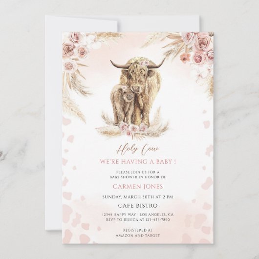 Heilige Koe Boho Baby Shower Kaart (Voorkant)