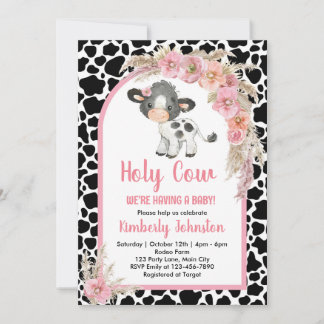 Heilige Koe boho baby shower roze boerderij meisje Kaart