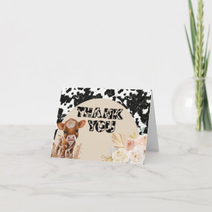 Heilige Koe Boho Babyborrel Pampas Gras Bedankkaart