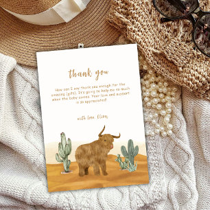 Heilige Koe Boho Cactus Desert Baby shower Bedankkaart