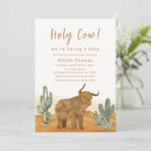 Heilige Koe Boho Cactus Desert Baby shower Kaart (Staand voorkant)