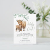 Heilige Koe Boho Greenery Highland Koe Baby shower Briefkaart (Staand voorkant)