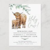 Heilige Koe Boho Greenery Highland Koe Baby shower Briefkaart (Voorkant)