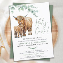 Heilige Koe Boho Greenery Highland Koe Baby shower