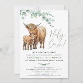 Heilige Koe Boho Greenery Highland Koe Baby shower Kaart (Voorkant)