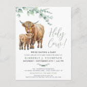 Heilige Koe Boho Greenery Highland Koe Baby shower Uitnodiging Briefkaart (Voorkant)