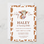 Heilige Koe Bruin Print 1e Baby verjaardag Kaart (Voorkant)