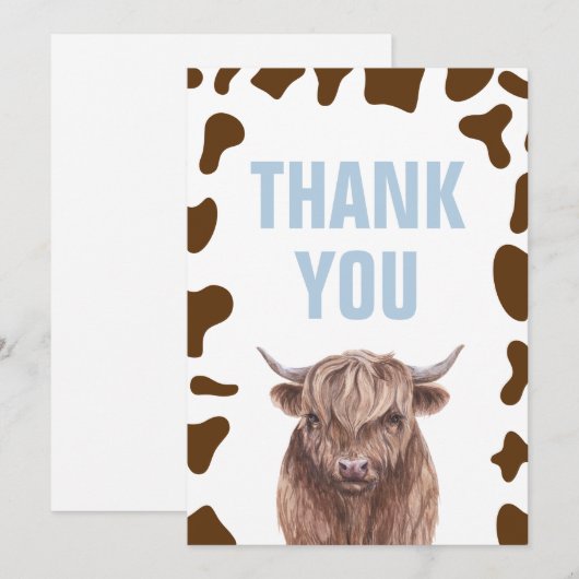 Heilige Koe, bruine koe, gedrukt Hartelijk dank Bedankkaart (Voorkant / Achterkant)