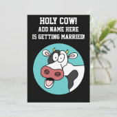 Heilige Koe Cartoon Bachelorparty Uitnodiging (Staand voorkant)
