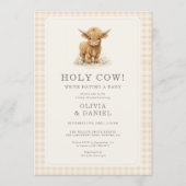 Heilige Koe Couples Gingham Baby Shower Kaart (Voorkant)