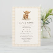 Heilige Koe Couples Gingham Baby Shower Kaart (Staand voorkant)