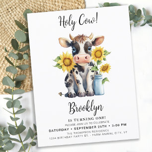 Heilige Koe Cute Boerderij Dier 1e Verjaardagsuitn Briefkaart