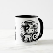 Heilige Koe Cute Engel Koe Mug – Grappig Zwart & W Mok (Voorkant rechts)