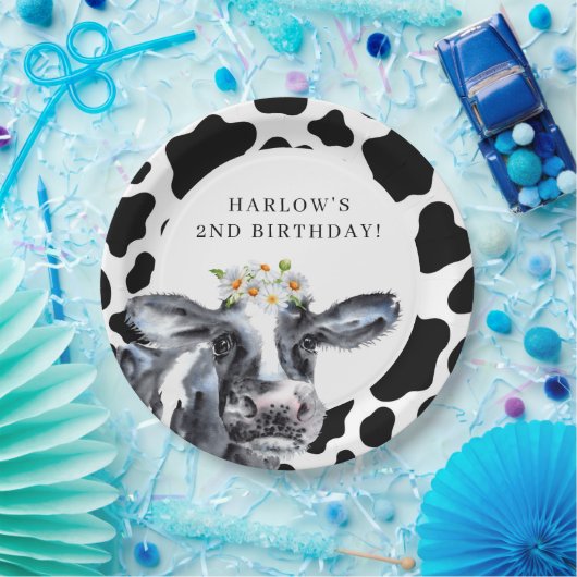 Heilige Koe Daisy Country Boerderij Birthday Papieren Bordje (Feest)