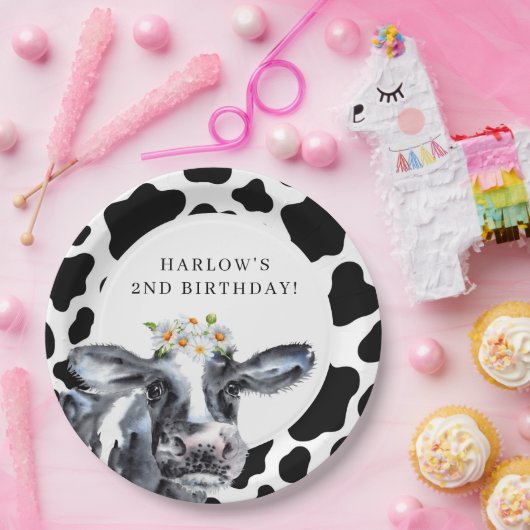 Heilige Koe Daisy Country Boerderij Birthday Papieren Bordje (Feest)