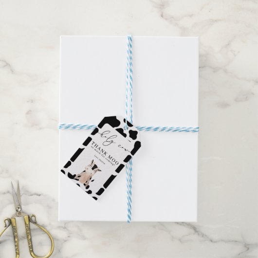 Heilige Koe Dank Moo Birthday Cadeaulabel (Met Touw)