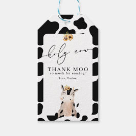 Heilige Koe Dank Moo Sunflower Birthday Cadeaulabel