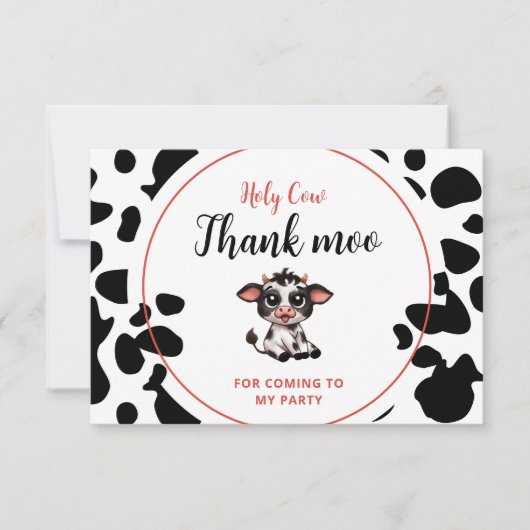 Heilige koe, dank Moo voor zijn komst Bedankkaart (Voorkant)