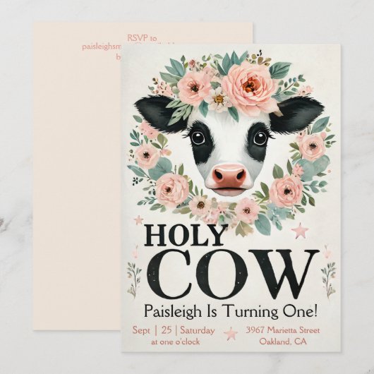 Heilige Koe Eerste uitnodiging van afgelopen zater (Voorkant / Achterkant)