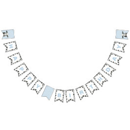 Heilige Koe eerste verjaardag Blauwe spelden Koe A Vlaggetjes