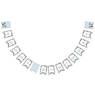 Heilige Koe eerste verjaardag Blauwe spelden Koe A Vlaggetjes