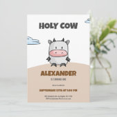 Heilige Koe Eerste verjaardag Cartoon Kaart (Staand voorkant)