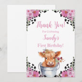 Heilige Koe Eerste Verjaardag, Dank je Bedankkaart (Voorkant / Achterkant)