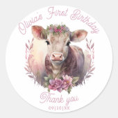 Heilige Koe eerste verjaardag Dank U Sticker (Voorkant)