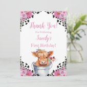 Heilige Koe eerste verjaardag , dank u wel Bedankkaart (Staand voorkant)