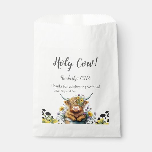 Heilige Koe Eerste verjaardag, Koe Highland, dank  Bedankzakje (Voorkant)