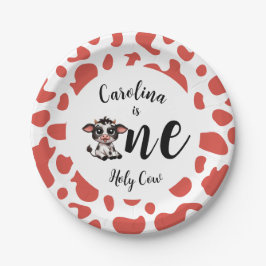 Heilige Koe Eerste Verjaardag roze Papieren Bordje