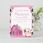 Heilige Koe Eerste verjaardag Save The Date (Staand voorkant)