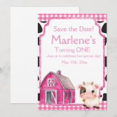 Heilige Koe Eerste verjaardag Save The Date (Voorkant / Achterkant)