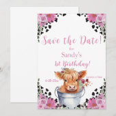 Heilige Koe Eerste Verjaardag Save the Date (Voorkant / Achterkant)