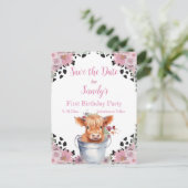 Heilige Koe Eerste Verjaardag, Save the Date Briefkaart (Staand voorkant)