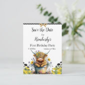 Heilige Koe Eerste Verjaardag, Save the Date Briefkaart (Staand voorkant)