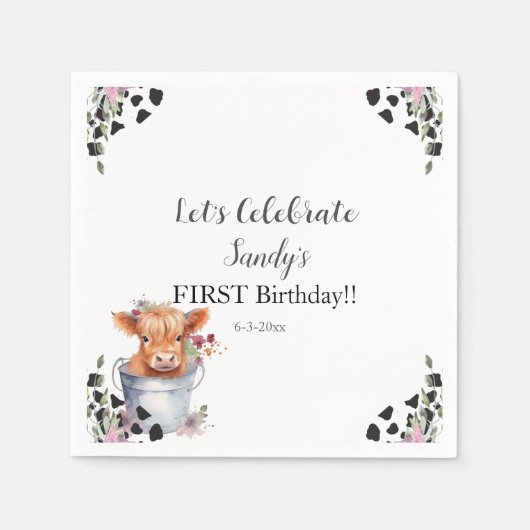 Heilige Koe Eerste verjaardag Servet (Voorkant)