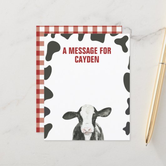Heilige Koe Eerste verjaardag Tijd Capsule Message (Voorkant / Achterkant in situ)