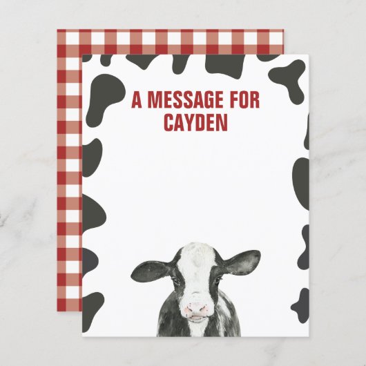 Heilige Koe Eerste verjaardag Tijd Capsule Message (Voorkant / Achterkant)